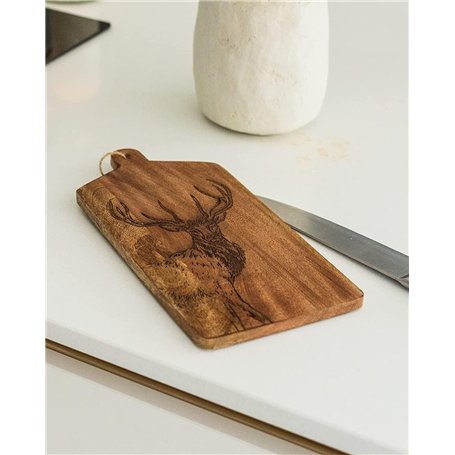 Marco Paul Planche à fromage en bois avec motif cerf - Plateau de service rustique pour fromage