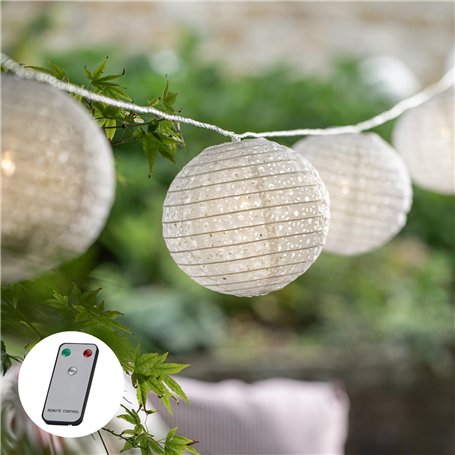 Lights4Fun Guirlande Lumineuse Raccordable à 10 Lampions Imperméables de 15 cm Style Lampion Vintage pour Extérieur Jardin