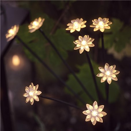 Lights4fun Balise Solaire en Forme de 8 Fleurs à Piquets Amovibles avec LED Blanc Chaud Lampe Solaire de 67 cm Décoration pour J
