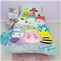 Character World Squishmallows Parure de lit Simple sous Licence Officielle Flash | Parure de lit réversible Double Face avec tai