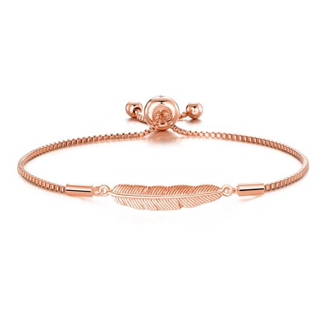 Philip Jones Bracelet d'amitié plume plaqué or rose créé avec des cristaux Zircondia®