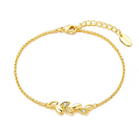 Philip Jones Bracelet chaîne feuille plaqué or créé avec cristaux Zircondia®
