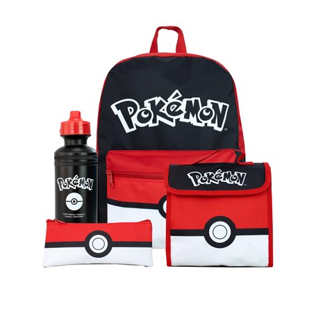 Pokemon Ensemble Sac d'école 4 pièces | Set de Sac à Dos et Sac à Lunch avec étui à Crayon et Bouteille d'eau | Sac à Dos pour E