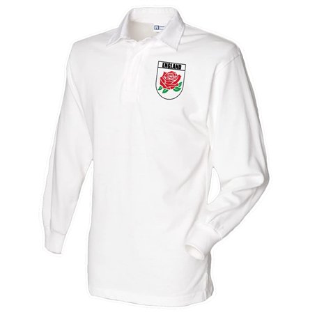Super Lemon Haut de rugby unisexe Angleterre – Maillot de sport classique blanc avec blason emblématique de l'Angleterre – Quali