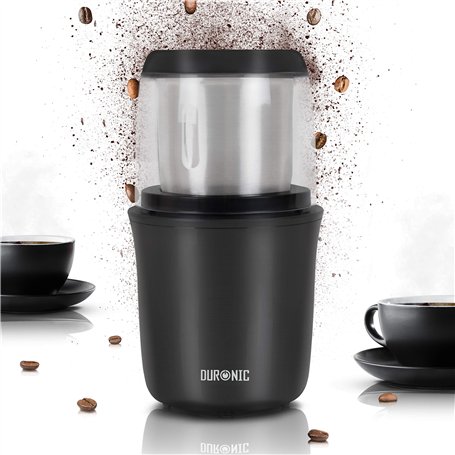 Duronic CG250 Moulin à café électrique de 250W | Meule de 75 g – 8 à 12 tasses | Lames en acier inoxydable | Pour un cappuccino