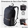 OW-Travel Sac à Dos Pliable Ultra Léger (Noir). Sac a Dos Packable de Jour. Rangement Léger de 20L. Ideal Sacs à Dos de Randonné