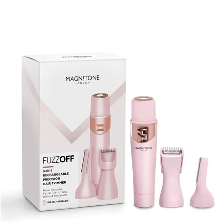 Magnitone FuzzOff Tondeuse de Précision Épilateur 3-en-1 Rechargeable pour Femme pour Visage