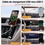 KiwiBird Câble USB vers USB C carplay chargeur cable 1m nylon tressé type C charge pour voiture compatible avec iPhone 16 15 Plu