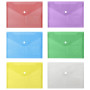Belle Vous Lot de 24 Porte Document A5 Plastique Coloré - Avec Bouton Fermoir et Porte Carte - Pochette Rangement Maison Bureau