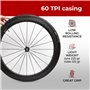 Fincci Pneu Velo Route 700x25c - Set Pliable Paire Pneus 25-622, 28 pouces avec Protection Anti-Crevaison 1mm, 60TPI avec Chambr