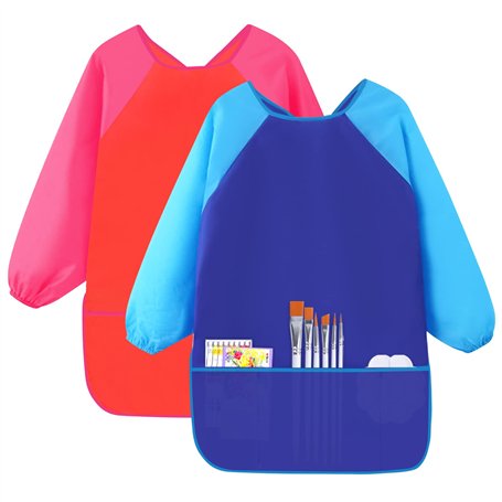 Jinlaili 2PCS Tablier de Peinture pour Enfant 3-8 ans Garçons Filles