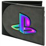 PS5 Triangle Carré Emblème Métallique Irisé Iconique Portefeuille Bi-Fold Porte-ID & Porte-Carte