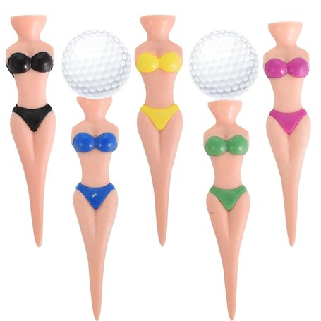 Tees de Golf Drôles Bikini 5 pièces 76 mm Tees de Golf Amusants pour Filles Tees de Golf en Plastique pour Hommes Femmes Entraîn