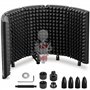 CAHAYA Isolation acoustique à 5 panneaux - Microphone réglable à 180 ° - Filtre pop - Absorbe le bruit - Pliable - Panneau d'iso