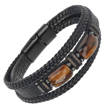 OWill Bracelet Homme Oeil de Tigre naturelle