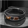 OWill Bracelet Homme Oeil de Tigre naturelle,avec Boîte Cadeau,Fait main Bracelet de protection pour le courage et le soulagemen
