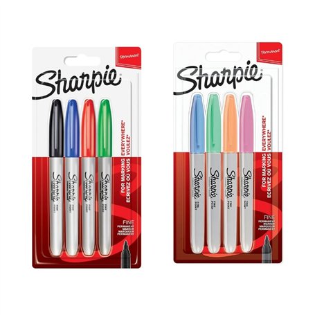 Sharpie Marqueurs permanents Pointe fine pour des détails audacieux | Couleurs standard assorties | Couleurs pastel | 2x 4 marqu