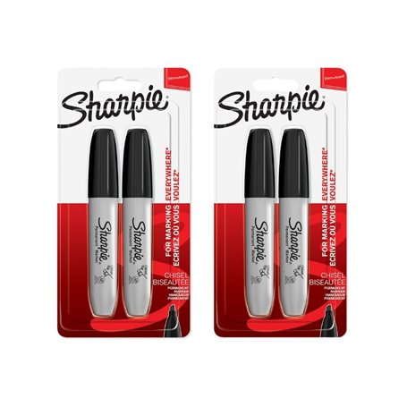 Sharpie Marqueurs permanents Pointe biseautée | Noir | 2 x 2 unités