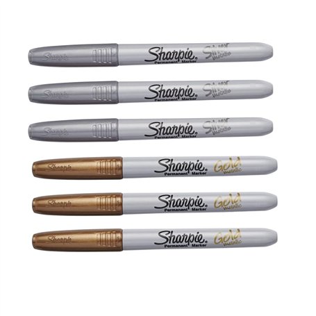 Sharpie Marqueurs permanents métalliques Pointe fine | Or et Argent | 6 comptes