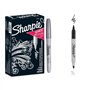 Sharpie Lot de 12 marqueurs permanents métallisés | Argent | Pointe fine | 1 pointe double noire