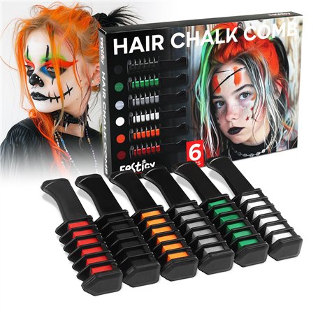 Festicy Craie pour cheveux I 6 couleurs Halloween noir