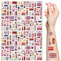 Lot de 20 feuilles de tatouages temporaires Union Jack 2022 pour 70e anniversaire de la reine
