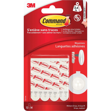 3M Command Lot de 10 bandes de rechange Taille M