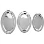Lot de 3 plateaux de service ovales en acier inoxydable argenté