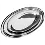 Lot de 3 plateaux de service ovales en acier inoxydable argenté