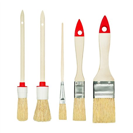M7 Lot de 5 Pinceaux 3 Plats 2 Ronds 0" 3/4" 1