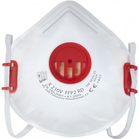 Oxyline 10x Demi-masque respiratoire réutilisable FFP2 R D avec valve | Produit dans l'UE | CE 1437