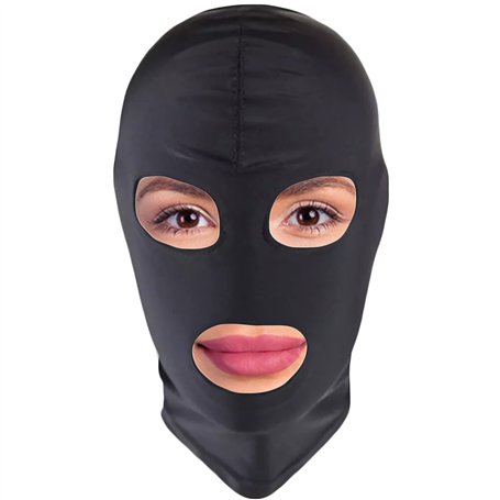 Cagoule Bdsm avec 3 trous pour les yeux et la bouche S/M spandex noir Jouet Sexualité Couple Jeux Sexuelle Adulte Accessoires Se