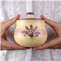 City to Cottage | Sucrier Pot de sucre | beige à motif lavande en céramique avec couvercle fait et peint à la main