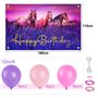 BETESSIN Décoration Anniversaire Cheval 180×110cm Toile de Fond Anniversaire Cheval Équitation et 12Pcs Ballons Anniversaire Ros