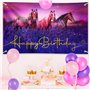 BETESSIN Décoration Anniversaire Cheval 180×110cm Toile de Fond Anniversaire Cheval Équitation et 12Pcs Ballons Anniversaire Ros