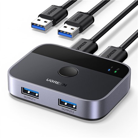 UGREEN Switch USB 3.0 5Gbps Commutateur KVM Ports pour 2 PC Entrées 2 Sorties Aluminium pour Clavier Souris Disque Dur Externe I