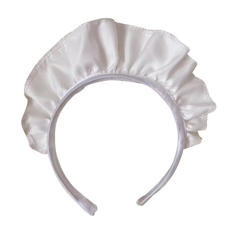 PHILSP Coiffe de soubrette large pour femme - Joli bandeau blanc de soubrette - Accessoire gothique fantaisie - Blanc