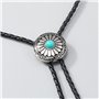 LeeCAE Bolo Tie Western Vintage - Cravate de Cowboy Turquoise, Amérindien pour Hommes - Nœud Papillon Occidental - Noir