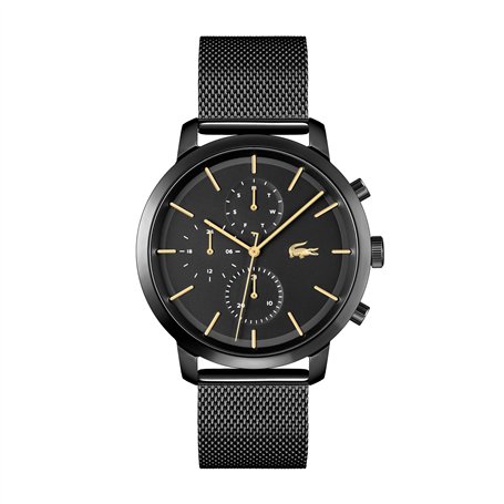 Lacoste Montre Analogique Multifunction à Quartz pour Homme Collection Replay avec Bracelet Milanais en Acier Inoxydable Noir -