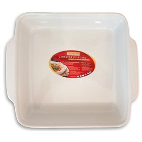 Guardini, Plat à pâtisserie carré 25x22 cm, Céramique, Convient aux fours traditionnels et micro-ondes, Blanc, Ligne Ceramica Guardini
