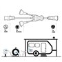 Electraline 46152 Câble d'alimentation pour caravane, Splitter à 3 voies avec 2 prises Schuko + 1 prise CEE, Fiche CEE pour usag