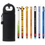LEGAMI - Lot de 7 stylos gel effaçables + trousse Pingouin 2 en 1 – avec encre effaçable thermosensible
