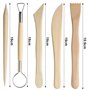 Longivia® 5 Outils de Modelage en Bois de Hêtre Naturel - Outils Sculpture Argile – Kie de Outils Poterie Enfant et Adult – pour