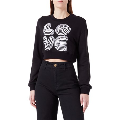 Love Moschino Cropped Fit Sweat-Shirt à Manches Longues et col Rond Maillot de survêtement