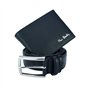 Pierre Cardin Coffret cadeau pour homme, portefeuille avec protection RFID et ceinture en cuir véritable, Noir , Cintura 125 cm
