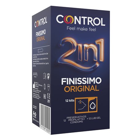 Control 2 en 1 Finissimo Original préservatifs fin et gel lubrifiant unidose - 12 kits