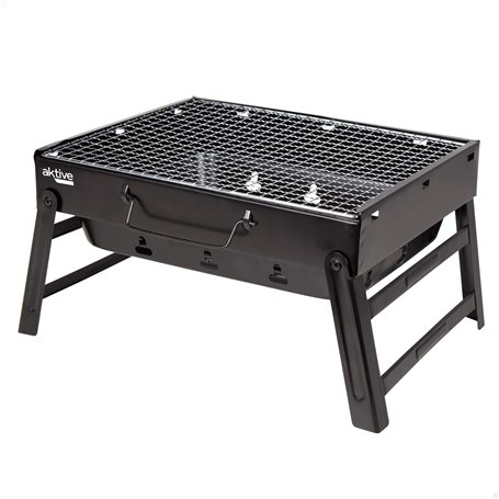 Barbecue portable pliant rectangulaire noir 40x28x20 cm Aktive