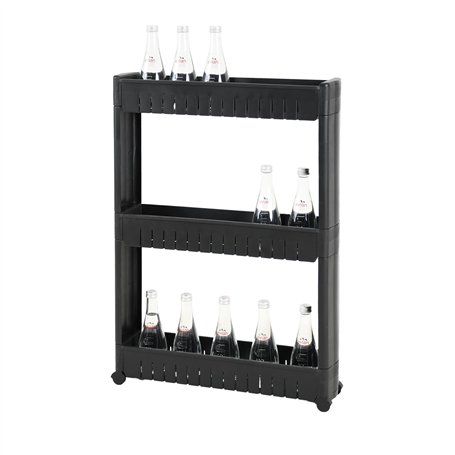 Amig - Chariot de rangement étroit avec roulettes Böken | Noir | 54 x 12 x 78 cm | Chariot de rangement auxiliaire | Unité de ra