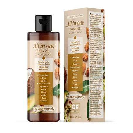 QKnatur - Huile corporelle All in One Oil pour le soin de la peau - 200 ml - Améliore l'apparence des cicatrices | Prévention de