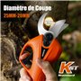 Kebtek Sécateur électrique Sans Fil Léger avec 2 Batteries- Diamètre de Coupe de 25 mm - Moteur Brushless 16.8V - Sécateur à b